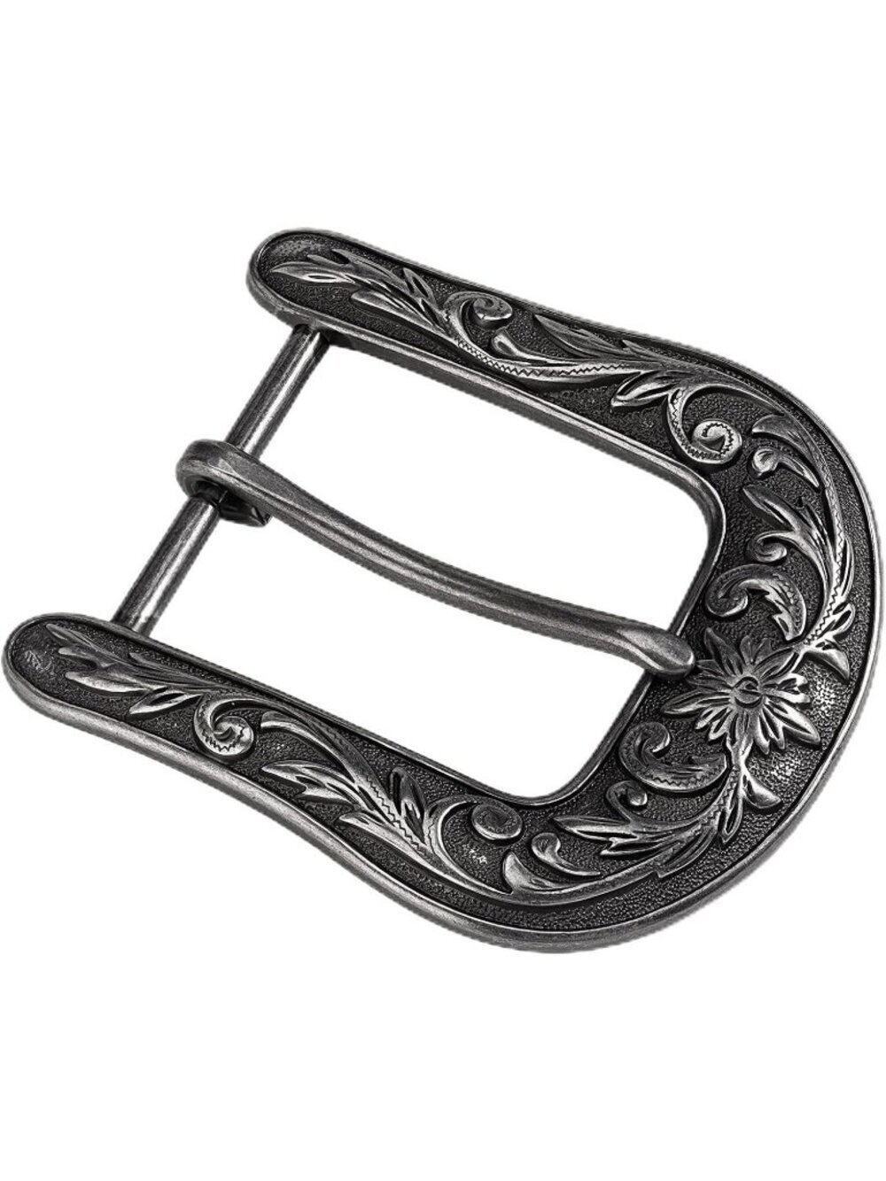 Men's Western Antique Silver Floral Engraved Replacement Cowboy Belt Buckle 1.5"